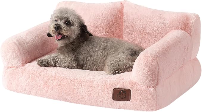 Hollypet Small Dog Large Cat Bed Puppy Couch Beds for Pets up to 25 lbs | Fluffy Dog Cat Couch Plush Soft Warming Pets Beds with Machine Washable Cover and Non-Slip Bottom