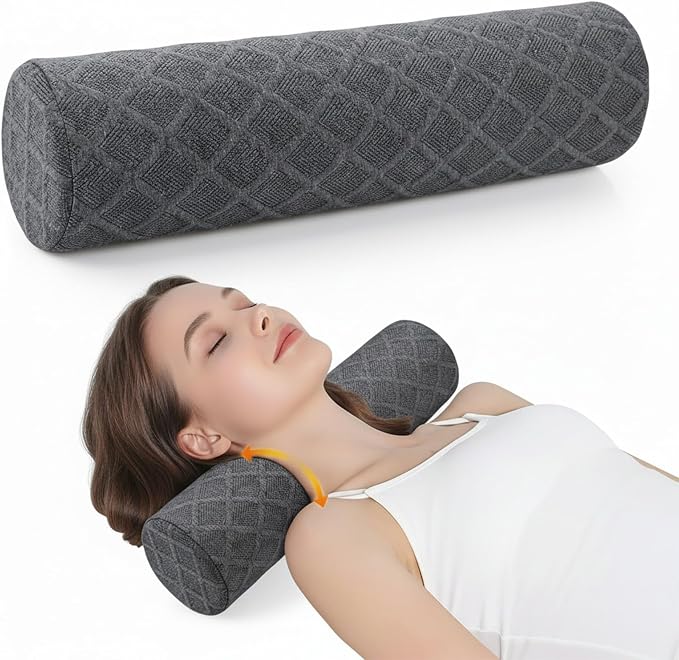 Cervical Memory Foam Neck Roll Pillow Comfortable Breathable(3.1) | Neck Support Pillows for Sleeping 3.1in H Small Round Circle Pillow Cylinder Pillows for Back Lumbar Leg Yoga Pain Relief