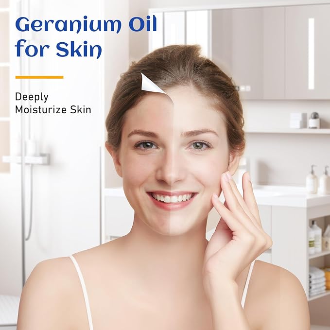 HIQILI 30ML Geranium Essential Oil， for Skin, Diffuser & Candle - 1.01 Fl.Oz | Refreshes Air, Repels Bugs, Soothes Skin & Mind, Great for Aromatherapy, DIY Soap & Candle - 30mL / 1.01 fl.oz