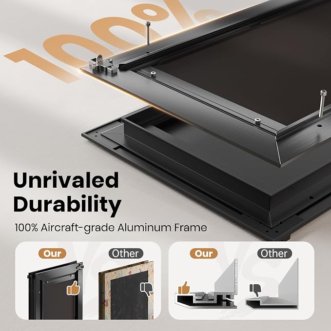 Dog Door for Door, Doggy Door Doggie Door, Medium Dog Door All Aluminum Black, Heavy Duty Pet Door, Double Magnetic Flaps, Thermal Tnsulation, Energy Efficient, Sliding Lock Panel (Pets Up to 45Lb) | Aluminum Alloy Frame, Upgraded Magnetic Flaps, Therm...