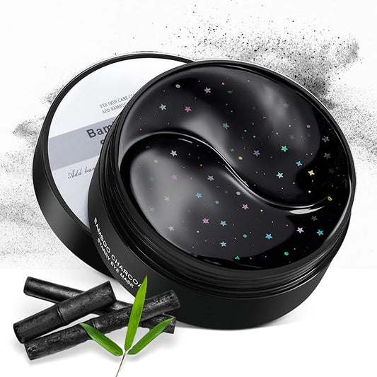 Eye Mask - 30 Pairs Bamboo Charcoal Under Eye Patches Skin Care Products - Eye Masks Skincare for Dark Circles and Puffiness, Reduce Wrinkles, Eye Bags and Fine Lines, for Women and Man - Black
