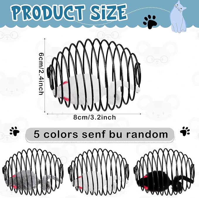 Jecery 5 Pcs Cat Toys Spring,Mouse,Black