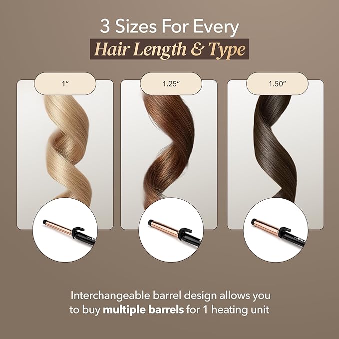 SRILabs CurlQ Curling Iron with 1.5 inch Extra Long Titanium Barrel, Ceramic Paddle Brush, and Thermal Brush with Rapid Heat Up, 12-Temperature Settings, and 360 Degrees Swivel Cord
