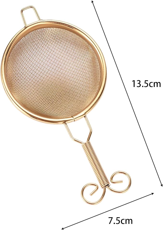 Generic Copper Tea Strainer Mesh Tea Filter Double-layer Tea Drain Household Tea Infuser for Hotel, C, 13.3cmx6cm