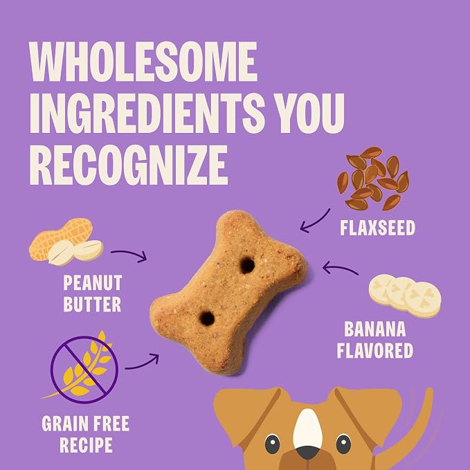 Wellness Old Mother Hubbard Classic Grain Free P-Nuttier'n Nanners Dog Biscuits, Natural Training Treats, Peanut Butter and Banana Flavor, Mini Size. 16 oz Bag