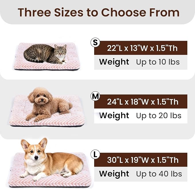 Mora Pets Dog Crate Pad Washable Cat Dog Bed for Crate Flat Pet Kennel Mat | Soft Dog Cat Bed Mat, Puppy Crate Pad for Dog Cages Cozy Sleeping Liner, Cute Pet Pillow Cushion Anti Slip Small Pink 24 x 18
