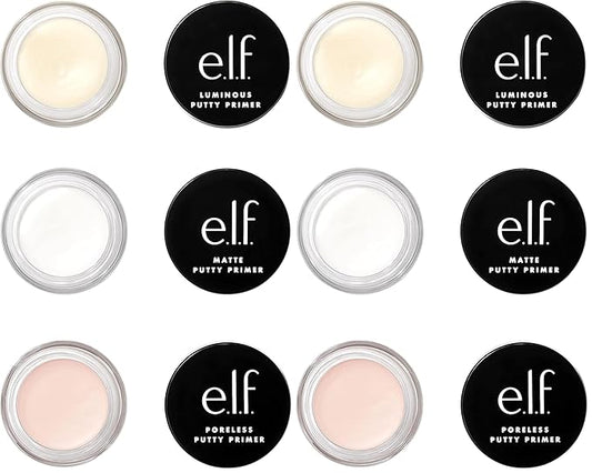 e.l.f. Cosmetics Putty Primer Trio, Includes Poreless Putty, Matte Putty & Luminous Putty, Travel Size, 0.14 Oz (4g) Each, 0.14 ounces (Pack of 2)