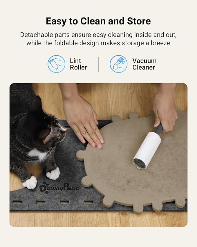 DownyPaws Cat House for Indoor Cats, Cube Castle Cat Bed Cave, Sesame Gray | Cat Hideaway Enclosed Bed,Cave Hideout Fort,Kitten Peekaboo Hut for Cats,Hide Box Bed for Large Cat Up to 22 Lbs