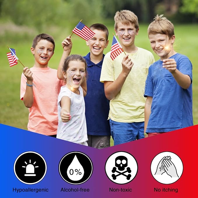 Red White and Blue Face Glitter,4th of July Hair Glitter for Kids,Fourth of July Patriotic Face Glitter,Sparkle Festival Sparkling Body Glitter Makeup,4th of July Outfits for Women Accessories,50ml