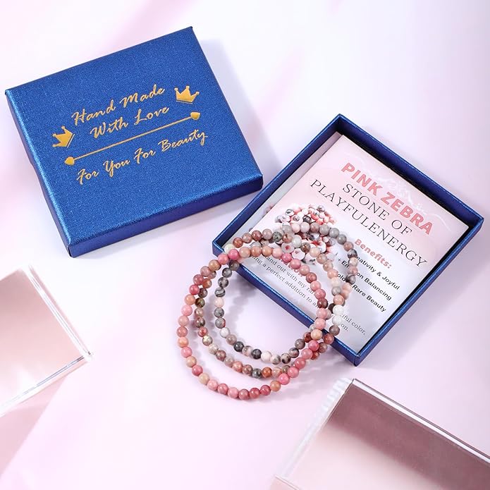 NCB 2.3-Piece 4mm Natural Crystal Gemstone Stretch Bracelets – Handmade Reiki Energy Healing Jewelry for Meditation,Yoga, Unisex