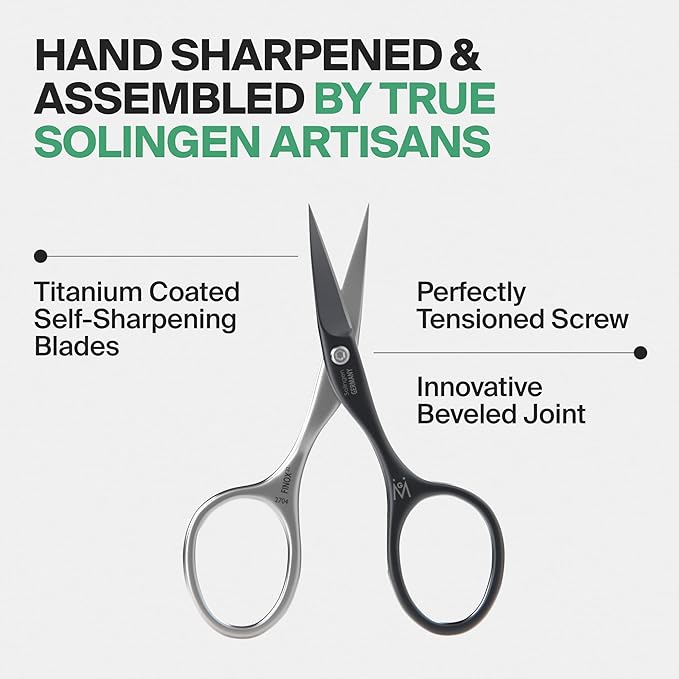 GERMANIKURE Professional Nail Cutter Scissors - Self-Sharpening FINOX22 Titanium Coated Stainless Steel Manicure Tools in Leather Case - Ethically Made in Solingen Germany - 2704