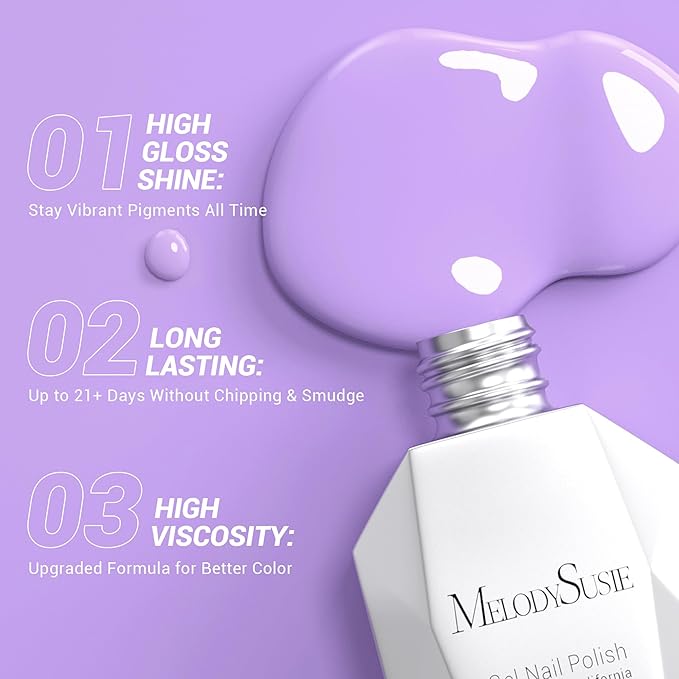 MelodySusie Thick Light Wisteria Purple Gel Nail Polish,0.5fl oz Soak Off UV LED Lavender Purple Gel Polish Gift for Women Nail Art Manicure Salon DIY Nail Design Decoration at Home-449-A1706