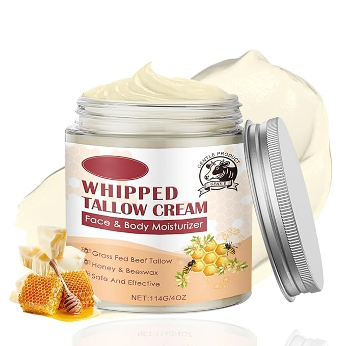 Tallow and Honey Balm for Face - Beef Tallow for Skin - Body Butter for Women & Men - Tallow Face Moisturizer With Grass-Fed Beef Tallow & Raw Honey - Tallow Balm Hydrates,Nourishes for Dry Skin