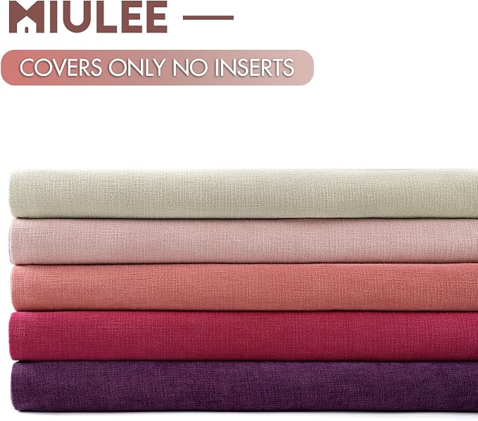 MIULEE Plum Purple Chenille Couch Throw Pillow Covers, 20x20 | Set of 2, Soft Farmhouse Modern Home Decor, Decorative Pillowcases for Sofa Living Room Bed