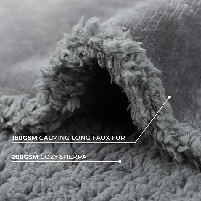 Luciphia Waterproof Bed Blanket Washable, Soft Sherpa Fleece Puppy Reversible Throw Blankets for Medium Large Dog Cat, Furniture Cover Protector Couch from Liquid Pee and Pet Fur, Light Grey,85" x 57"