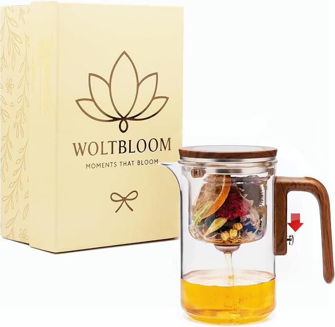 Enchanti Tea Pot - Modern Glass Infuser Teapot - Water Separation Magic Teapot with Heat-Resistant Handle - Elegant Gift Box & Writable Card - Perfect for Loose Leaf Tea - 600 ML (20oz)