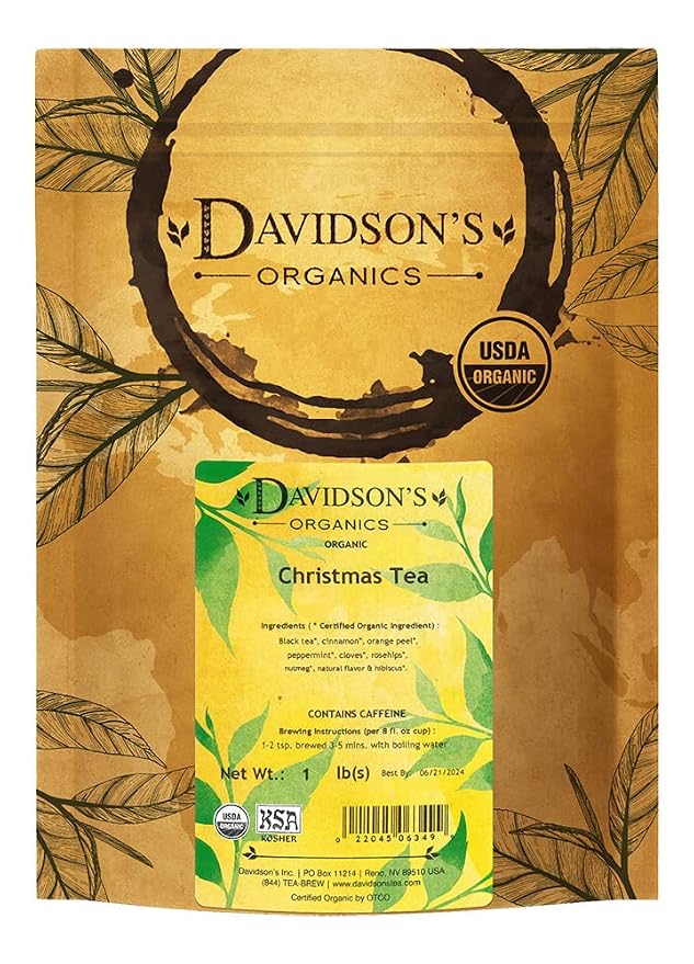 Davidson's Organics, Christmas Tea, Loose Leaf Tea, 16-Ounce Bag