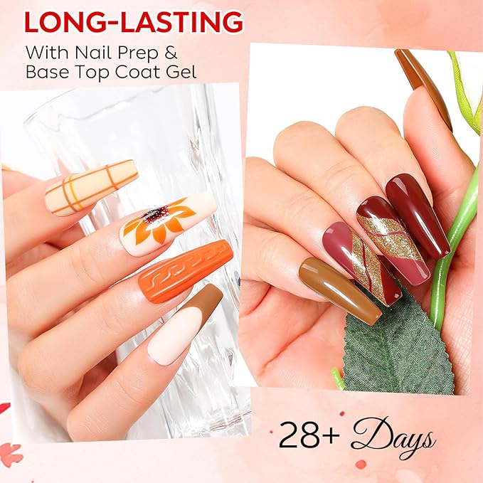 AIMEILI Nude Brown Gel Nail Polish Set 12pcs, Hema Free, Cruelty Free, Vegan, Soak Off U V LED Nail Art Manicure for Women - Kit 44