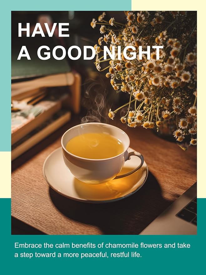 TeeLux Chamomile Tea Loose Leaf, Whole Natural Chamomile Flowers, Floral Aroma & Smooth Taste, Caffeine Free, 4oz