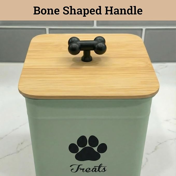 Dog Treat Container Airtight, 6"W x 8"H, Powder Coated, 12 Cup Capacity