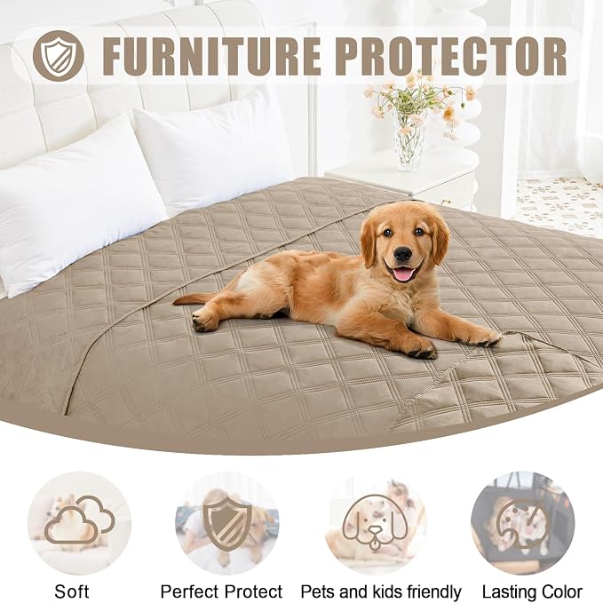 Smiry Waterproof Dog Bed Cover, Reversible Pet Blanket for Sofa Couch | Soft Washable Dog Blanket, Leakproof Couch Cover for Dogs Cats & Furniture Protection, 30x70, Taupe/Taupe