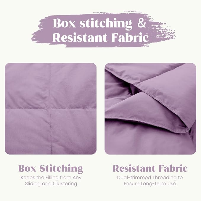 puredown® Soft Feather Down Throw Blanket Lightweight Packable Couch Throw for Indoor and Outdoor Use, Throw 50"X70",Lavender