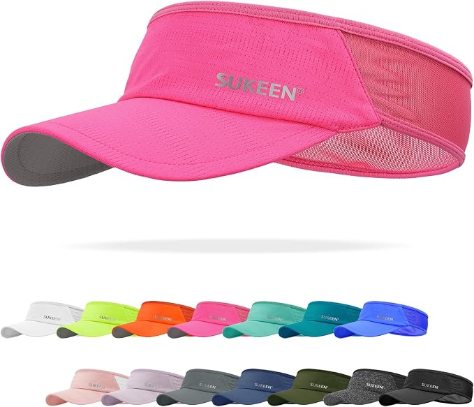 Sukeen Lightweight Sports Sun Visor Hat for Men Women | Packable, breathable, quick-dry, UPF50+ cooling visor hat, stretch fit, for running, tennis, golf, pickleball, softball