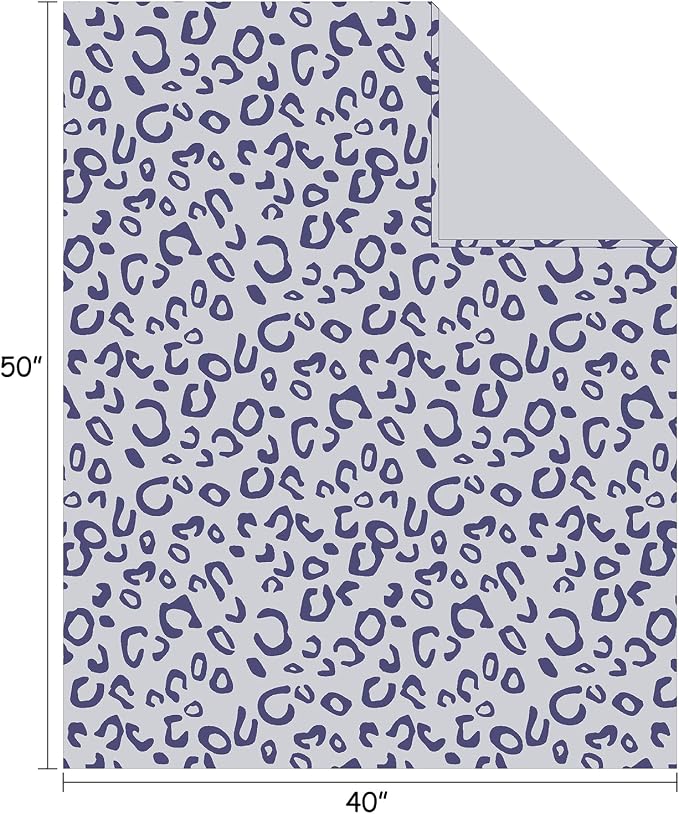 Flannel Fleece Leopard Print Throw Blanket Super Soft Lightweight Fluffy Throw for Couch, 40"X50",Blue