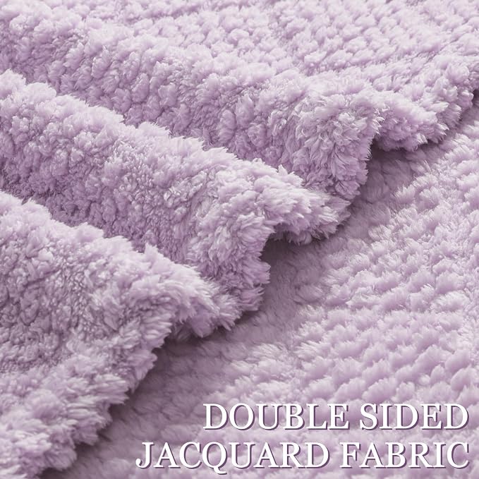 Whale Flotilla Soft Fleece Throw Blanket for Couch, Lilac | Jacquard Waffle Blankets for Home Decor, Lightweight and Cozy, All Season Suitable, 50x60 Inch