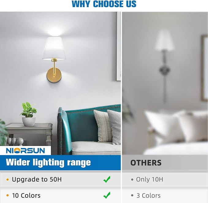 13.8 inch Battery Operated Wall Sconce Set of 2,Gold Rechargeable Wall Lights with 10400mAh Dimmable Detachable Bulbs and Remote,9 Colors Wireless Sconces for Bedroom Living Room Hallway