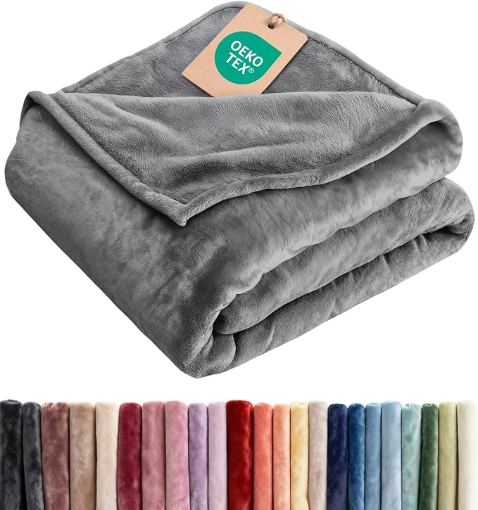 Fleece Blanket King Size - Ultra-Soft Flannel Fleece Blanket - Dark Grey | Soft, Warm, Outdoor Picnic Blanket for Camping, Travel, Lightweight, Cozy, Anti-Static, Home Decor Gifts for Men & Women