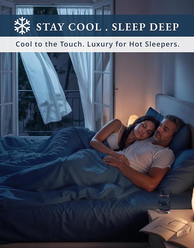 LANE LINEN 100% Cotton Bed Sheets Twin Size - 1000 Thread Count, Long Staple Mercerized Cotton Bedding Sheets, Luxury Hotel Like Thick 15" Deep Pocket Sheets Set, Reinforced French Seams -Estate Blue