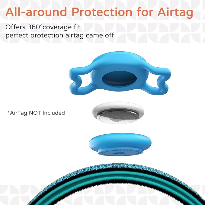 Waterproof AirTag Dog Collar with QR Code Dog Tag, Blue02 L | IP68 waterproof, QR code dog tag, Anti-Lost, Online profile, fits XS-L (8"-26"), Padded nylon, Reflective, No App, No Fees