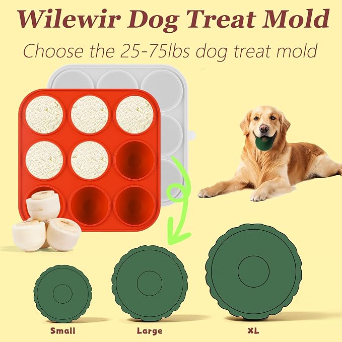 9-Cavity Silicone Frozen Dog Treat Mold with Lid for Woof Pupsicle & Power Chewer Pupsicle Large 25-75lbs,Reusable Frozen Dog Treat Tray Mold for Pupsicle
