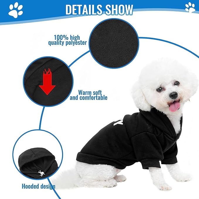 BINGPET Security Dog Hoodie, Pet Sweater Clothes with Leash Hole, Black | Warm Dog Sweatshirt for Small Medium Large Dogs, All-Season Cold Weather Comfort & Fit, Soft Winter Hooded Pullover Outfit