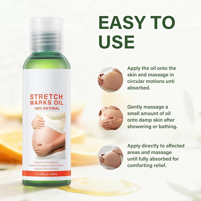 Stretch Marks Massage Oil for Women,Body Oil Serum for Scars and Stretch Marks | Face and Body Moisturizer for All Skin Types(100ml)