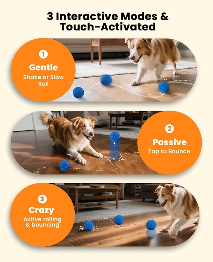 Xeuch Smart Interactive Dog Toy Balls, Automatic Moving Ball for Puppy, Medium and Large Dogs, ETPU Material, Motion Activated Rolling & Rotating Bouncy Toy for Dog Enrichment & Stimulation