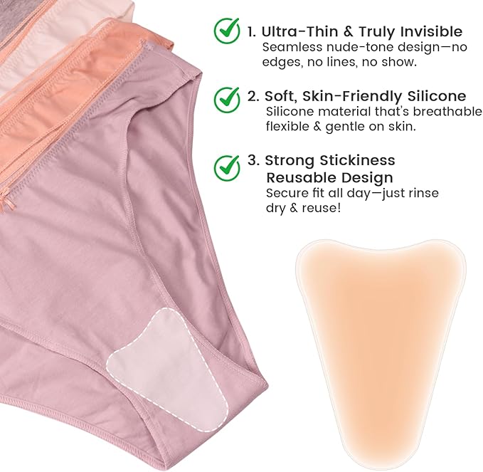 6Pcs Seamless Crotch Smoothing Pad for Leggings Swimsuits, Privacy Protection Insert Reusable Front Modesty Cover for Women