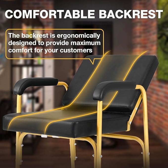 Shampoo Chairs Reclining Shampoo Chairs for Salon Barber Chair Hair Stylist Chair Auto Recline Salon Chair Spa Beauty Equipment for Hair Stylists, Tattoo Artists, Cosmetologists (Gold)