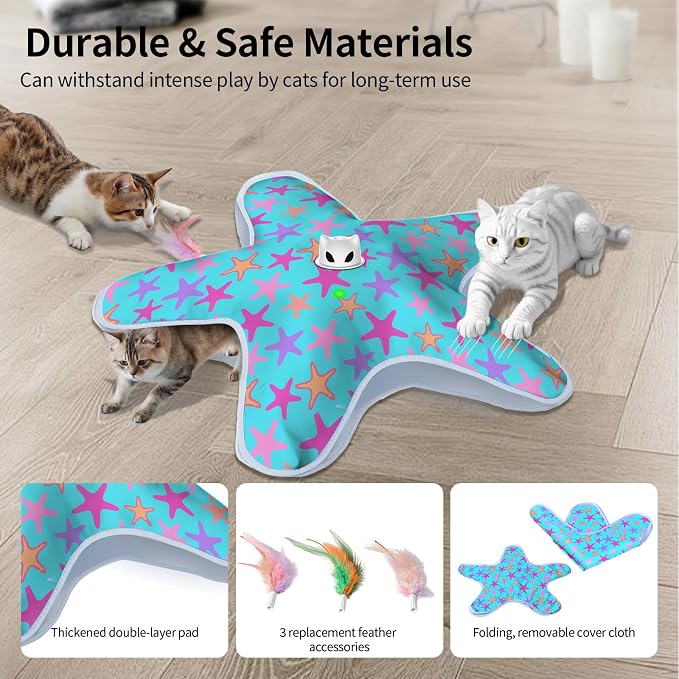 Interactive Cat Toys for Indoor Cats with Moving Concealed Feathers