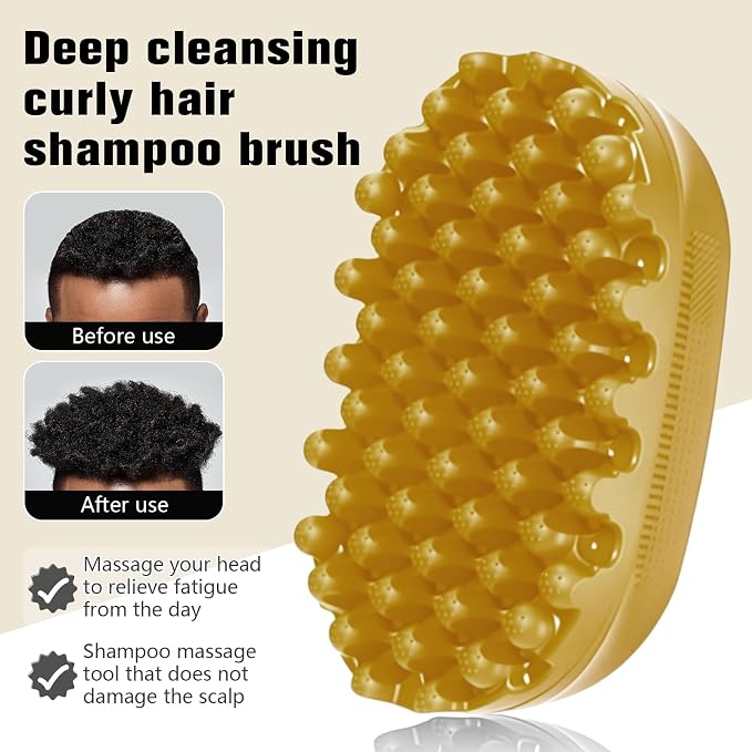 Rubber Curling Hair Brush，Premium Twist Tool for Afro Hair，Ideal for Curly, Coiled, 4C Hair，Quick & Easy Styling，Golden