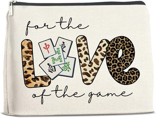 Mahjong Lover Gift Makeup Bag - Funny Cosmetic Bag Zipper Makeup Pouch for Women Players