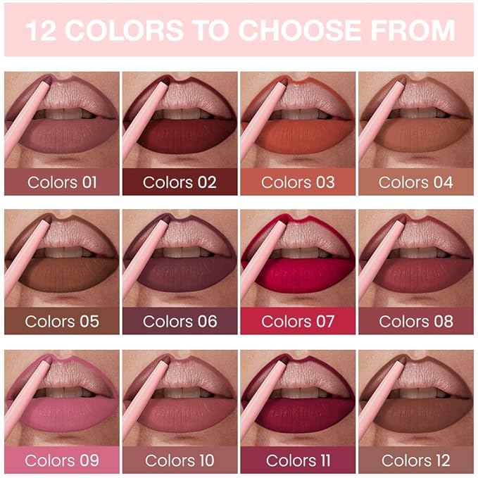 evpct Mauve Red Matte Creamy Retractable Lip Liner Pencils for Shaping & Sculpting Lips, Lip Pencils for Women Long Lasting Waterproof Rich Lip Colors Liner Crayon Lipstick delineador de labios 08