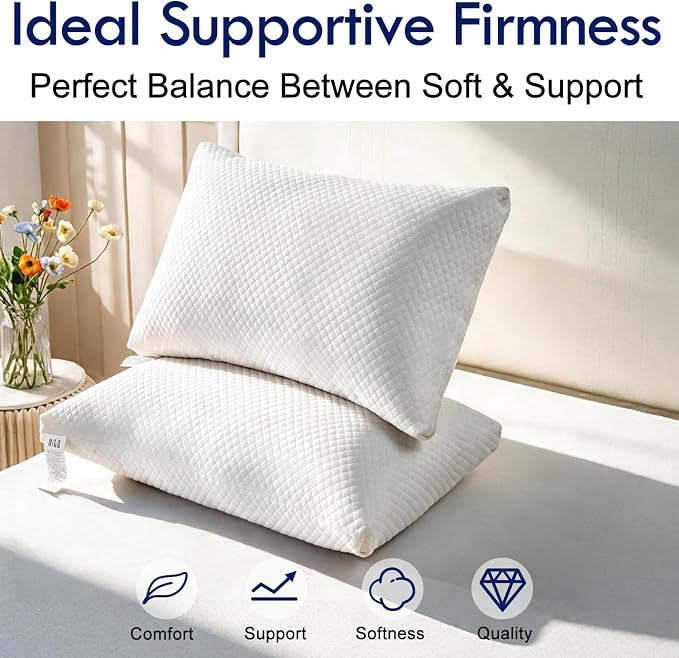 HITO Hotel Pillows Bed Pillows Standard Size Set of 2-100% Virgin Material Down Alternative Pillow - Soft Support for Back, Stomach, Side Sleepers