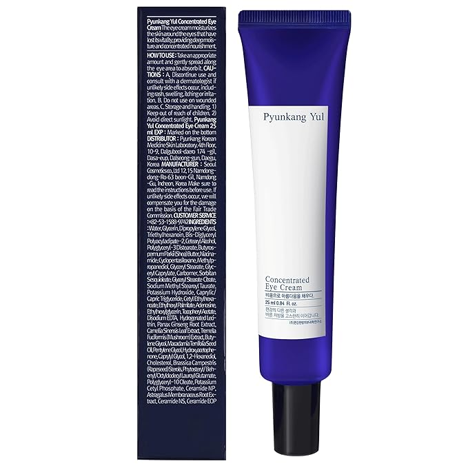 Pyunkang Yul PKY Concentrated Eye Cream 0.84 Fl. Oz., 2-in-1 Care for Wrinkles and Dark Circles with Shea Butter, Astragalus Root, Saponin, and Isoflavonoids for Firm, Radiant Skin
