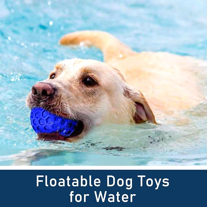Indestructible Squeaky Dog Ball for Aggressive Chewers, Rubber Interactive Dog Toy for Teething, Relieving Anxiety. Chew Toy for Large, Medium Breeds, Outdoor & Indoor Ball.