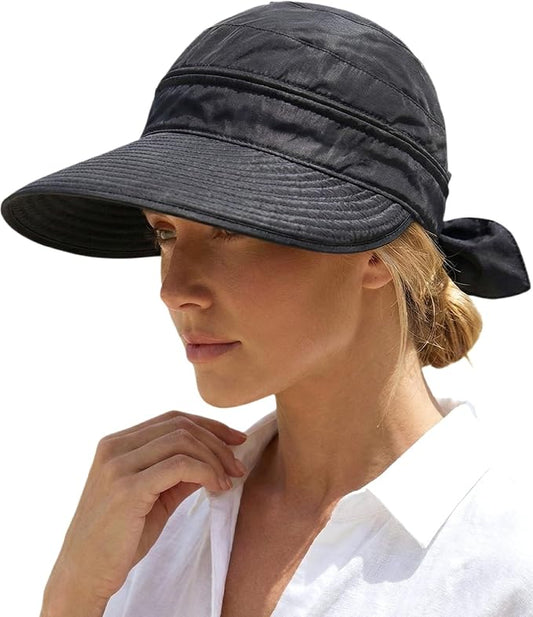 2-in-1 Women’s Sun Visor Sun Hat Zipper Off Ponytail Friendly, Lightweight Quick Dry, Summer UV Protection