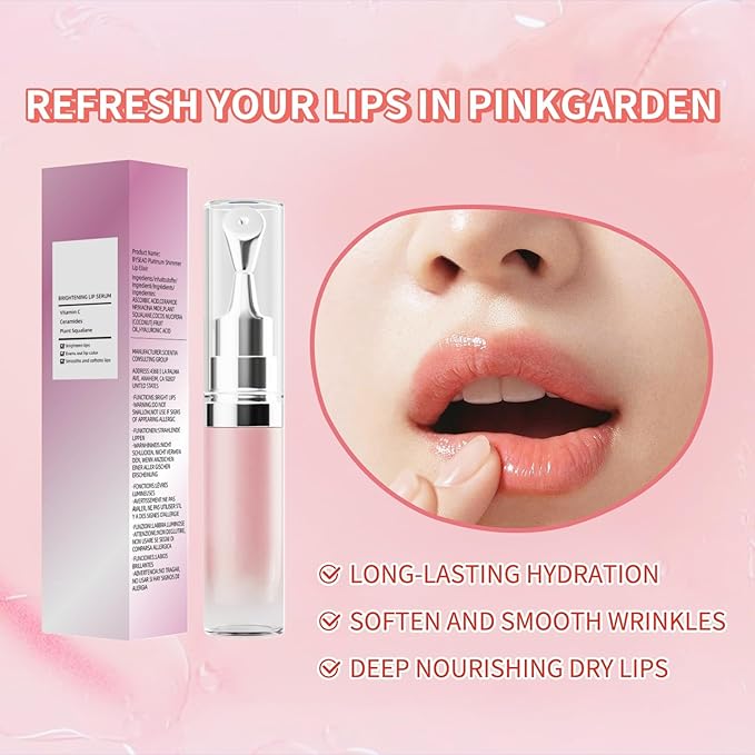 Hydrating Brightening Lip Serum, Smooth Tinted Lip Stain, Plumping Lip Gloss with Polypeptide Squalane, Brighten Dark Lips