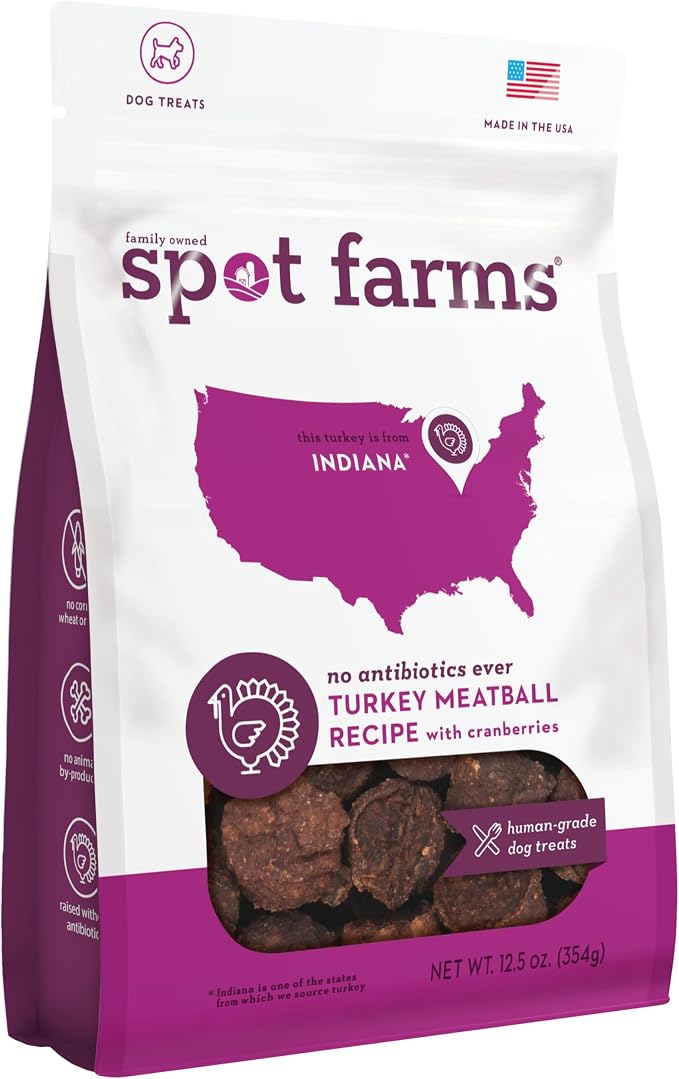 Spot Farms® Turkey Meatball Dog Treats 12.5 oz | Human Grade, No corn, No wheat, No soy, Glycerin Free, Made in the USA