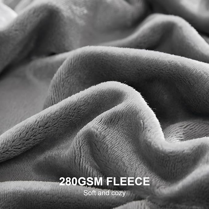 Hansleep Full Grey Fleece Blanket, Soft Flannel Bed Blanket | Fuzzy Cozy Blanket 84x90 Inches, Multi-use for Bed, Sofa, Couch, Travel, Camping, All Season Warm Lightweight Cover